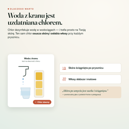 Woda z kranu jest uzdatniana chlorem — test na obecność chloru